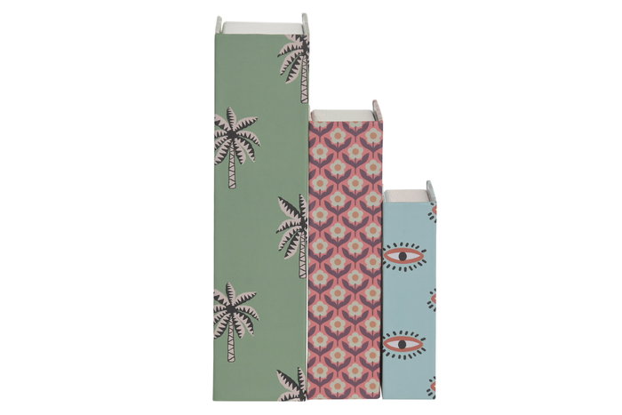 DKD Home Decor Set de 3 Cajas Libro con Imán Verde