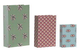 DKD Home Decor Set de 3 Cajas Libro con Imán Verde