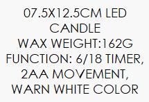 DKD Home Decor Vela LED de Cera Parafina Blanca con Movimiento 7x7x12 cm