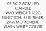 DKD Home Decor Vela LED de Cera Parafina Blanca con Movimiento 7x7x12 cm