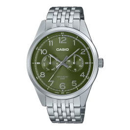 Casio MTP-E340D-3AVDF con esfera verde y correa gris