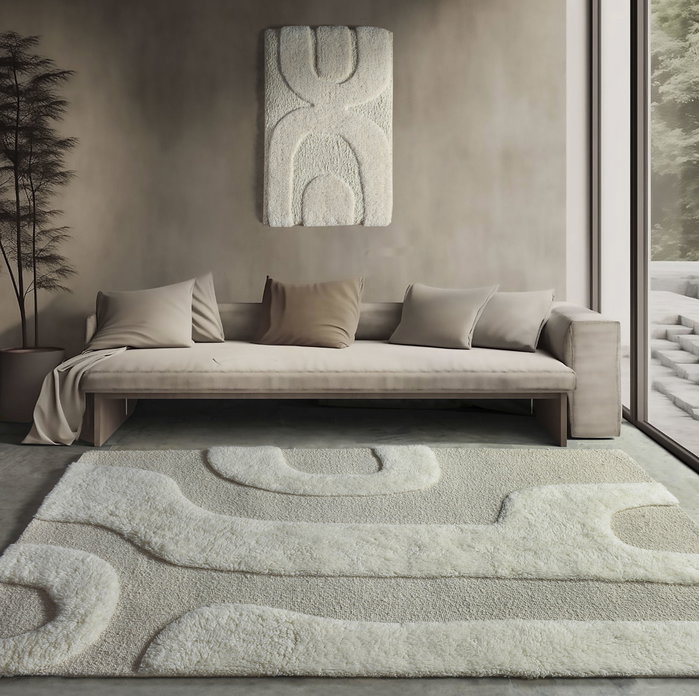 DKD Home Decor Alfombra de Lana 140x200 cm Crudo Antideslizante