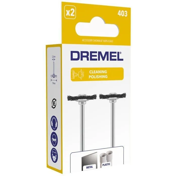 Dremel Juego de 2 Cepillos de Cerdas de Corona para Desbarbado, Limpieza y Pulido de Metales Preciosos Dremel Juego de 2 Cepillos de Cerdas de Corona para Desbarbado, Limpieza y Pulido de Metales Preciosos