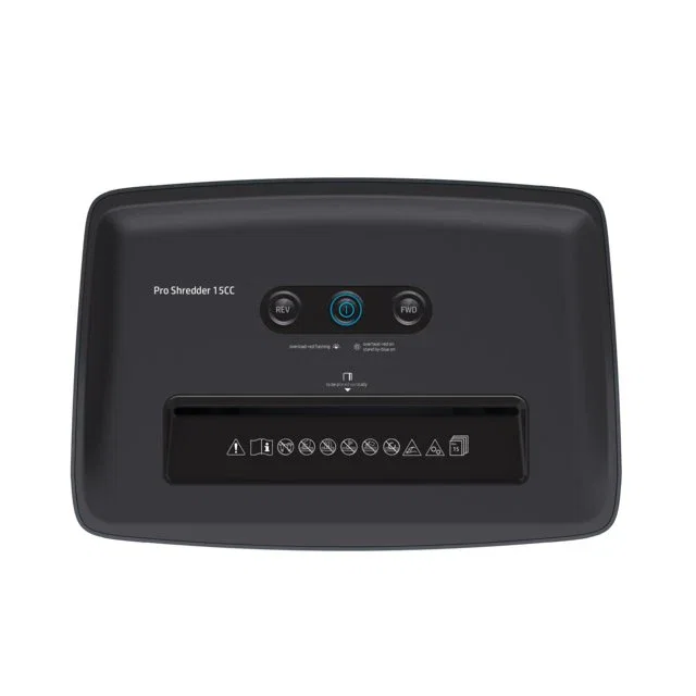 HP Pro Shredder 15CC - Triturador de papel de corte en partículas (15 hojas, 4 mm), 20L, 55 dB, color blanco HP Pro Shredder 15CC - Triturador de papel de corte en partículas (15 hojas, 4 mm), 20L, 55 dB, color blanco
