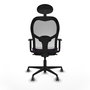 Silla de oficina Jorquera con mecanismo Sincro tapizada con Tela color Morado y malla color Blanco. Equipada con lumbar 1D, Brazos 1D, Cabecero Fijo y Ruedas 65 mm parqué
