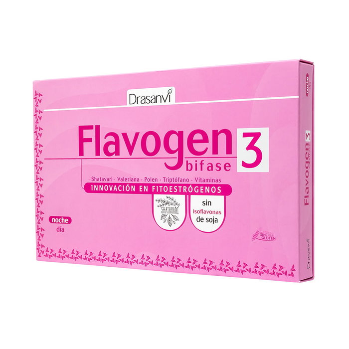 DRASANVI Flavogen Bifase 3 60 Cápsulas - Complemento Alimenticio Día y Noche con Polen, Shatavari y Valeriana DRASANVI Flavogen Bifase 3 60 Cápsulas - Complemento Alimenticio Día y Noche con Polen, Shatavari y Valeriana