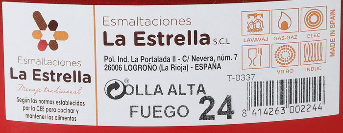 La Estrella Olla Alta con Tapa 24 cm 6 L Colección Fuego (2 Unidades)