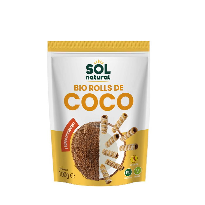 SOLNATURAL Rolls de Coco Crujientes BIO 100g SOLNATURAL Rolls de Coco Crujientes BIO 100g