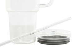 DKD Home Decor Mug Basicos Transparente Borosilicato Silicona con Pajita 9.3 x 23 x 13 cm