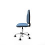 Silla de oficina Algarra con mecanismo Contacto permanente básico tapizada con Tela color Azul cielo. Equipada con Base cromada, Sin brazos y Ruedas autofrenantes