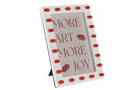 DKD Home Decor Marco de Fotos 10x15 de Resina Blanco y Rojo Colección LABIOS