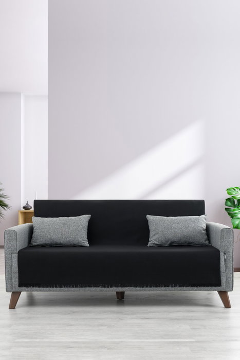 L'essentiel linge de maison Funda de Sofá 200, Negro, 70% Algodón / 30% Poliéster, 200 x 200 cm