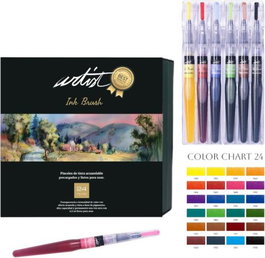 ARTIST BY ALEX BOG Estuche 24 Pinceles de Tinta Acuarelable Colores Surtidos