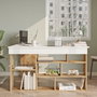 Hanah Home Mesa de Estudio Ct5-Aw Pino Atlántico y Blanco 129x72x120cm Tablero de Partículas Recubierto de Melamina