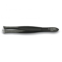 Tres Claveles Pinza de Depilar Sesgada Negra 8 cm