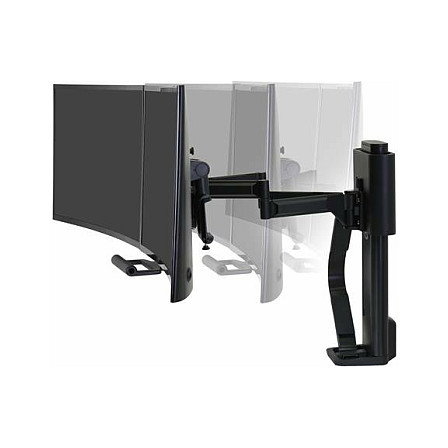 Ergotron TRACE 45-631-224 Soporte Doble Monitor hasta 27", Abrazadera Escritorio, Ajuste Altura, Negro, Capacidad 9.8 kg, VESA 100x100 mm