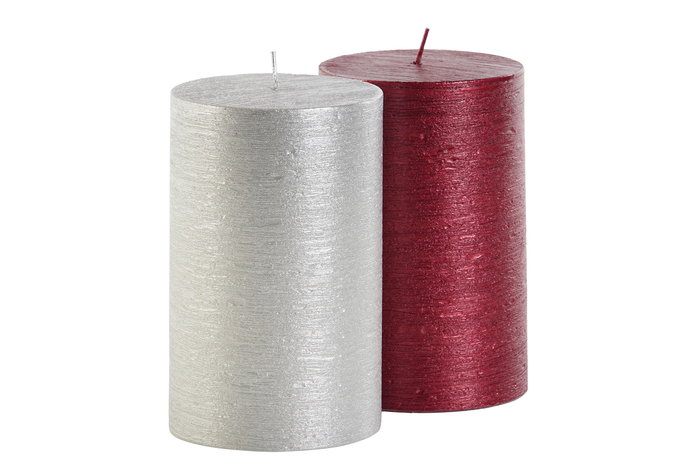 DKD Home Decor Vela Navidad Tradicional Rojo Plateado 8 x 14 x 8 cm (6 Unidades)