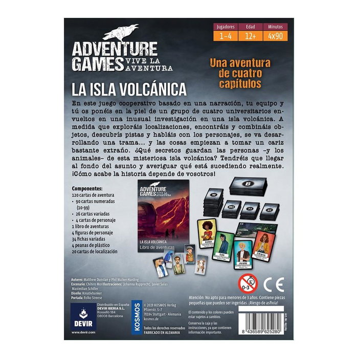 Devir Adventure Games: La Isla Volcánica - Juego de Mesa Cooperativo Narrativo | 1-4 Jugadores | Rejugable | Múltiples Finales | Idioma: Castellano