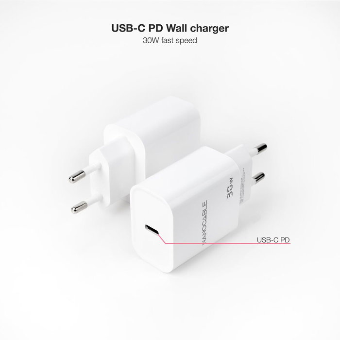 Nanocable Cargador de Pared USB-C PD 30W Blanco 10.10.2009 Nanocable Cargador de Pared USB-C PD 30W Blanco 10.10.2009