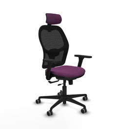 PIQUERAS Y CRESPO Silla de oficina Jorquera Morado/Negro con mecanismo Sincro/Traslack, Brazos 3D y Cabecero 2D