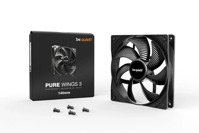 be quiet! Pure Wings 3 Ventilador para Caja - 140mm, Negro, 1200 RPM, 97.5 m³/h, 0.96 mmH2O, 3 Pines, 1 Unidad