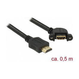 DeLOCK Cable HDMI-A Macho a Hembra para Instalación 4K 30 Hz 0,5 m
