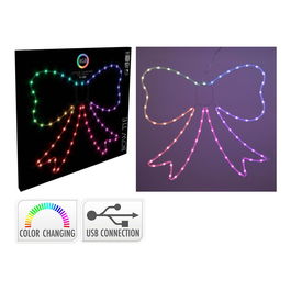 Basics Lazo LED Decoración Interior RGB Multifunción 71 LED, Control USB, 10m, IP20, 55x60 cm