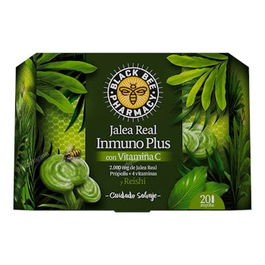BLACK BEE Jalea Real Inmuno + Reishi 20 Viales Suplemento de Jalea Real y Reishi Fortalecimiento del Sistema Inmunitario