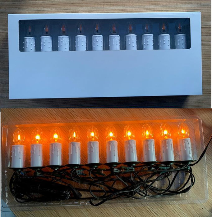 DKD Home Decor Guirnalda LED con 10 Velas Blancas C7