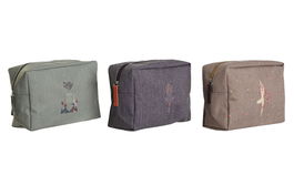 DKD Home Decor Neceser Moderno Burdeos Verde Lienzo Algodon 8 x 14 x 20 cm (3 Unidades)