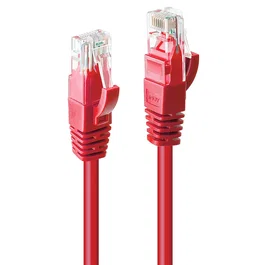 Lindy 48033 Cable de Red Cat6 U/UTP Ethernet, 2 m, Rojo, Conectores RJ-45 Macho