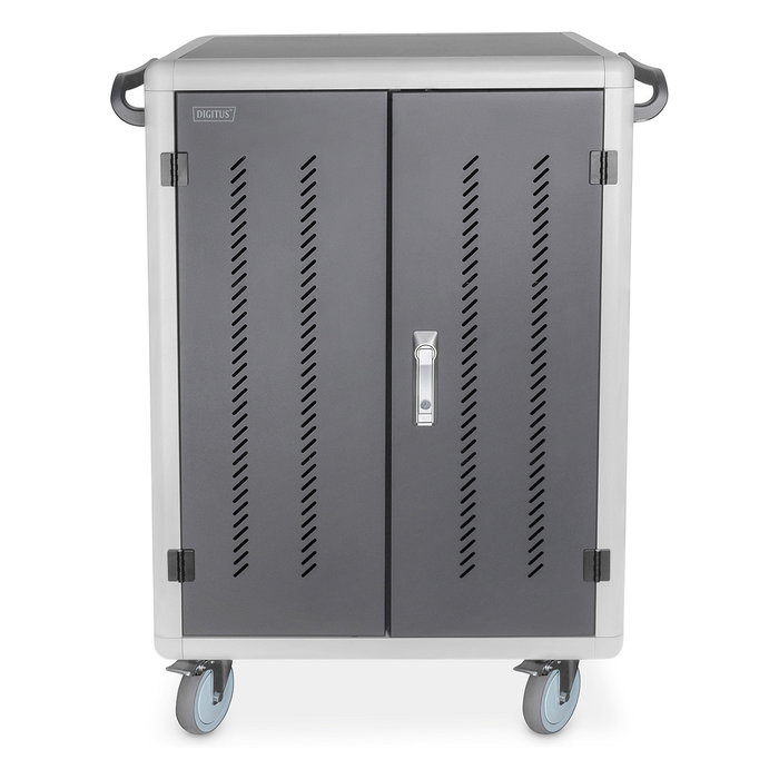 Digitus Armario de Carga Móvil para 30 Notebooks/Tablets hasta 15.6", Sincronización de Datos, UV-C, USB-A, Carro de Gestión y Carga, Negro