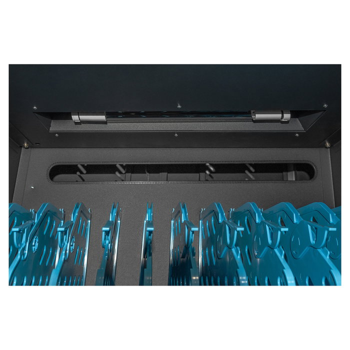 Digitus Armario de Carga Móvil para 30 Notebooks/Tablets hasta 15.6", Sincronización de Datos, UV-C, USB-A, Carro de Gestión y Carga, Negro