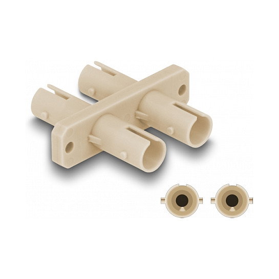 DeLOCK 87935 Acoplador de fibra óptica ST Duplex hembra a ST Duplex hembra, beige