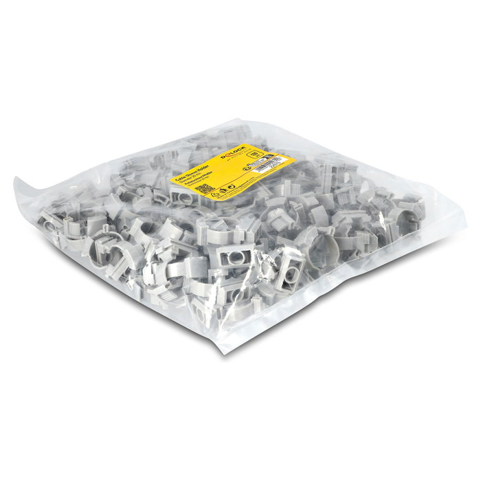 DeLOCK 22070 Sujetacables con clip de cierre, 100 unidades, gris