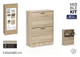 Inde Mueble Zapatero para Zapatos, 2 Niveles, Estantería o Almacenamiento, en Roble Oak, Moblekit (Dimensiones: Ancho 0 cm x Alto 0 cm x Largo 0 cm)