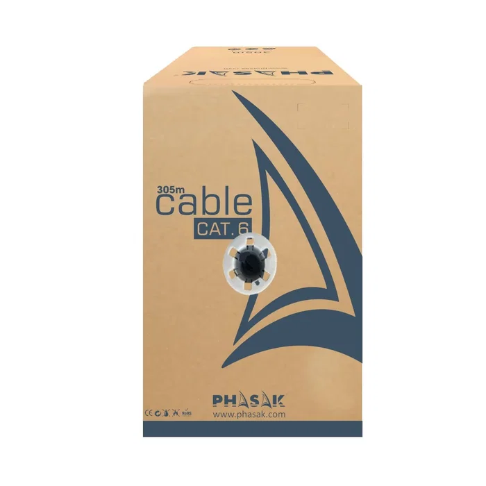 Phasak Bobina de Cable Cat.6 UTP AWG23 CCA Sólido 100m Gris PHR 6100 Phasak Bobina de Cable Cat.6 UTP AWG23 CCA Sólido 100m Gris PHR 6100