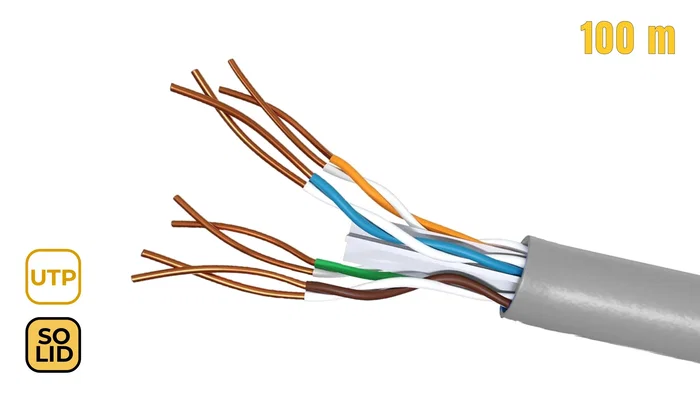 Phasak Bobina de Cable Cat.6 UTP AWG23 CCA Sólido 100m Gris PHR 6100 Phasak Bobina de Cable Cat.6 UTP AWG23 CCA Sólido 100m Gris PHR 6100