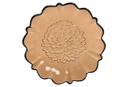 DKD Home Decor Plato de Cristal Dalia Marrón Irregular 20,5x20,5x2,5 cm