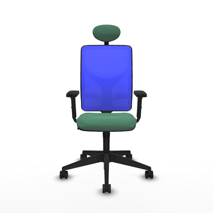 PIQUERAS Y CRESPO Silla de oficina Motilla con mecanismo Sincro, Verde esmeralda y Azul