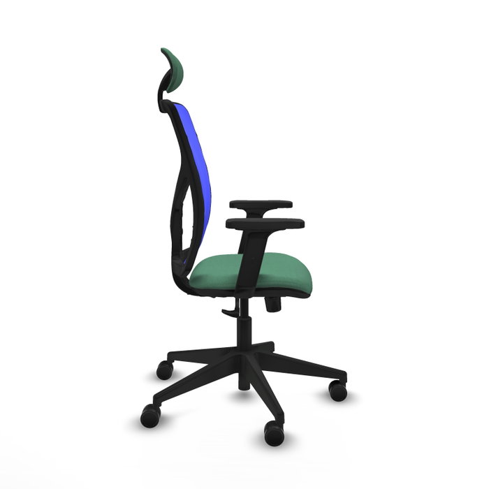 PIQUERAS Y CRESPO Silla de oficina Motilla con mecanismo Sincro, Verde esmeralda y Azul