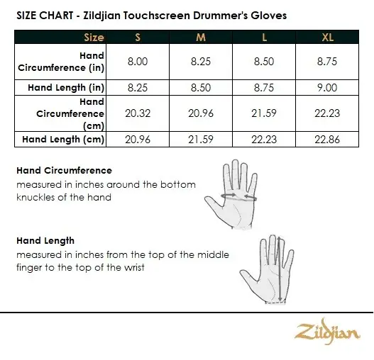 Zildjian Guantes Batería Pantalla Táctil Zildjian Touchscreen - Talla M