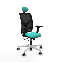 PIQUERAS Y CRESPO Silla de oficina Motilla con mecanismo Sincro/Traslack, Turquesa y Negro
