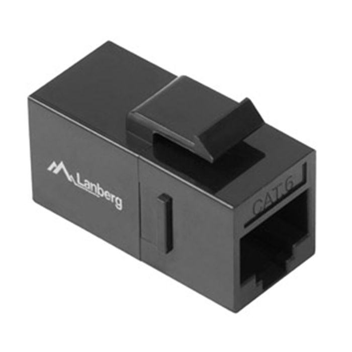 Lanberg Adaptador Keystone RJ45 Cat. 6 Feed-Thru - Conector de Alimentación Directa, 2 Puertos, Negro
