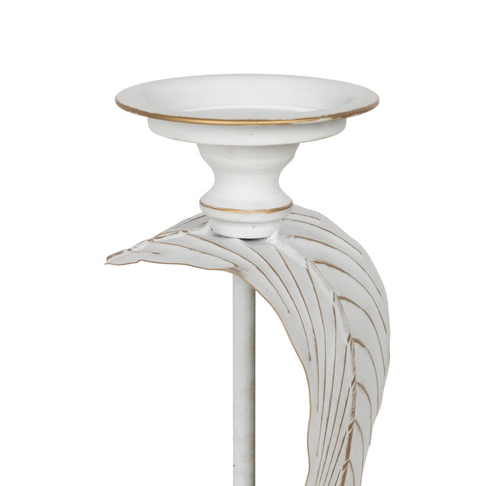 Portavelas Hoja Blanco Metal Decoración 15,50 X 15,50 X 70 C