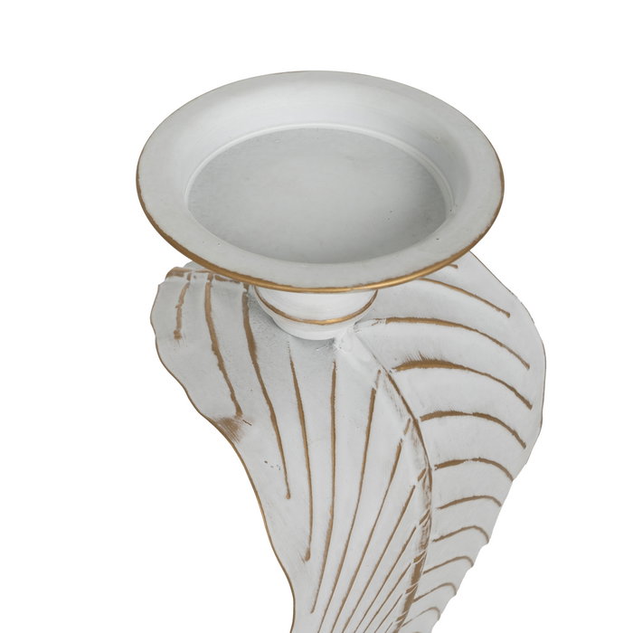 Portavelas Hoja Blanco Metal Decoración 15,50 X 15,50 X 70 C