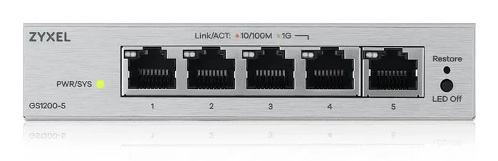 Zyxel GS1200-5V3 Switch Gestionado L2 de 5 Puertos Gigabit Ethernet Gris Zyxel GS1200-5V3 Switch Gestionado L2 de 5 Puertos Gigabit Ethernet Gris