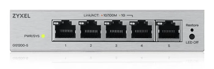 Zyxel GS1200-5V3 Switch de 5 puertos Gigabit Web Managed de escritorio Zyxel GS1200-5V3 Switch de 5 puertos Gigabit Web Managed de escritorio