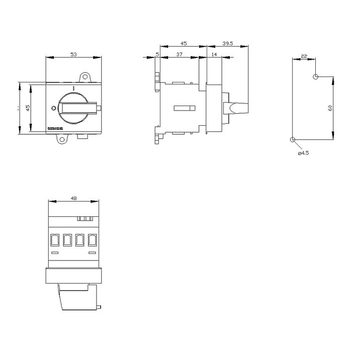 Siemens Lasttrennschalter 3LD Interruptor principal 340 A IP40