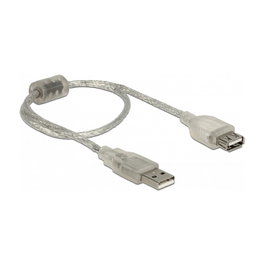 DeLOCK Cable de extensión USB 2.0 A/A 0,3 m Transparente